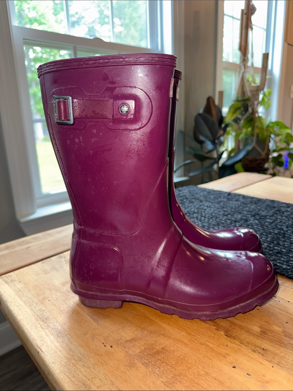 Hunter Glossy Plum Mid-Calf Rain Boots - Picture 2 of 4